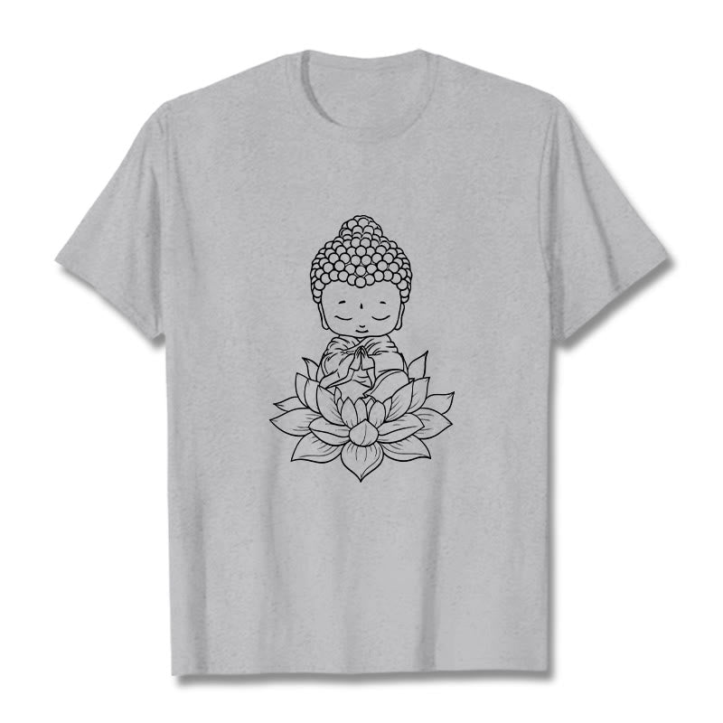 Camiseta con estampado de flor de loto y Buda en paz con Buddha Stones de Buda - Gris claro - 2XL - image 19