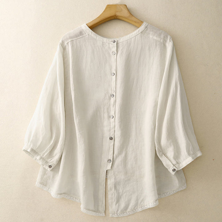 Camiseta informal de algodón y poliéster con cuello redondo para mujer con diseño de Buddha Stones - Beige - US14，UK/AU18，EU46 (2XL) - image 12
