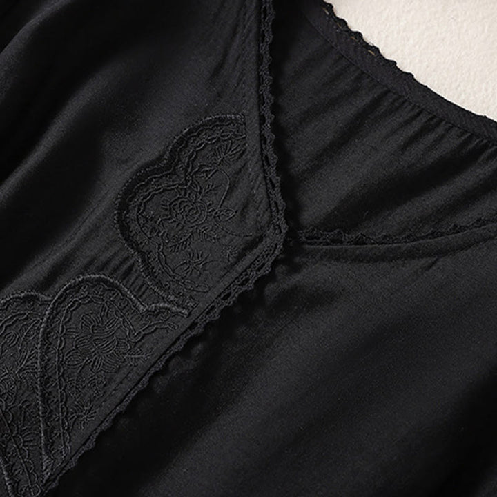 Camiseta de manga corta con cuello en V y estampado informal de Buddha Stones para mujer. - image 12