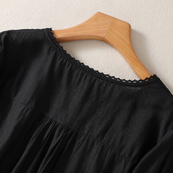 Camiseta de manga corta con cuello en V y estampado informal de Buddha Stones para mujer. - image 10