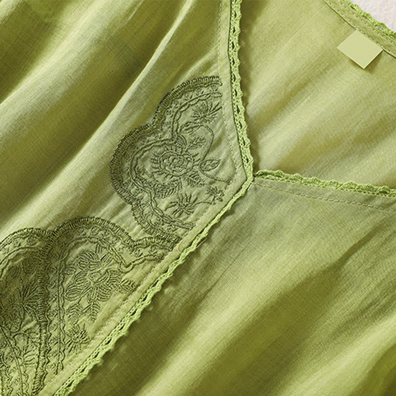 Camiseta de manga corta con cuello en V y estampado informal de Buddha Stones para mujer. - image 16