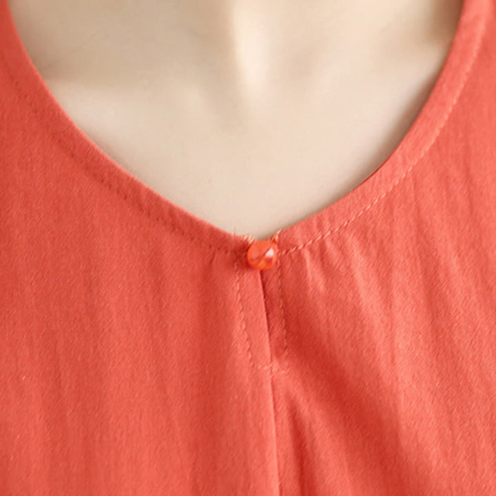 Camiseta informal de algodón y poliéster con bolsillos para mujer, de media manga y liso, con estampado de Buddha Stones - image 21