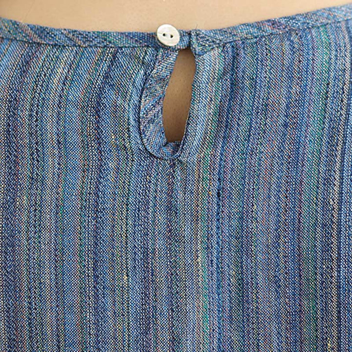 Camiseta de lino y algodón de media manga para mujer, estilo retro, con rayas y estampado de Buddha Stones - image 6