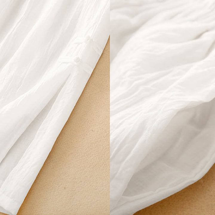 Pantalones anchos de Buddha Stones y algodón para mujer con diseño de rana y botones en el dobladillo y aberturas, con bolsillos - image 12