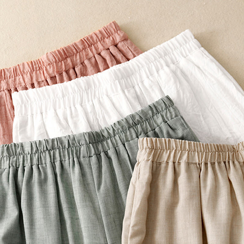 Pantalones anchos de Buddha Stones y algodón para mujer con diseño de rana y botones en el dobladillo y aberturas, con bolsillos - image 21