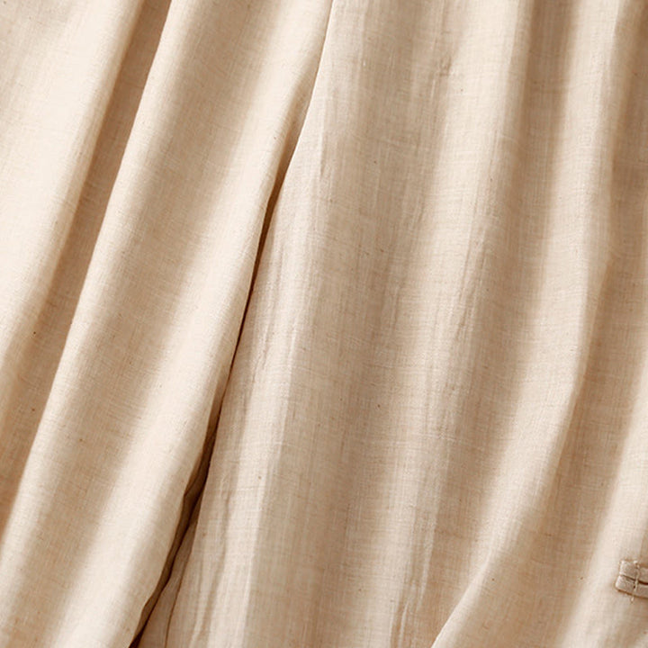 Pantalones anchos de Buddha Stones y algodón para mujer con diseño de rana y botones en el dobladillo y aberturas, con bolsillos - image 3