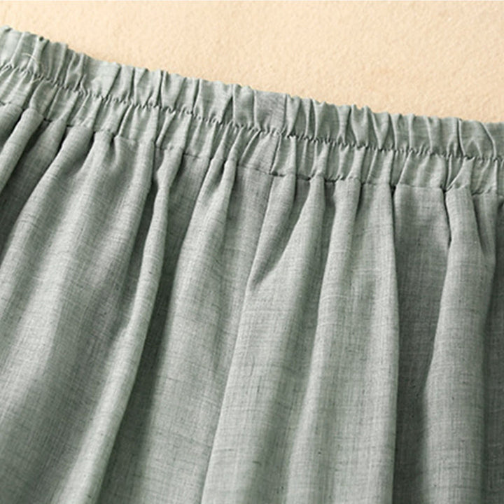 Pantalones anchos de Buddha Stones y algodón para mujer con diseño de rana y botones en el dobladillo y aberturas, con bolsillos - image 19