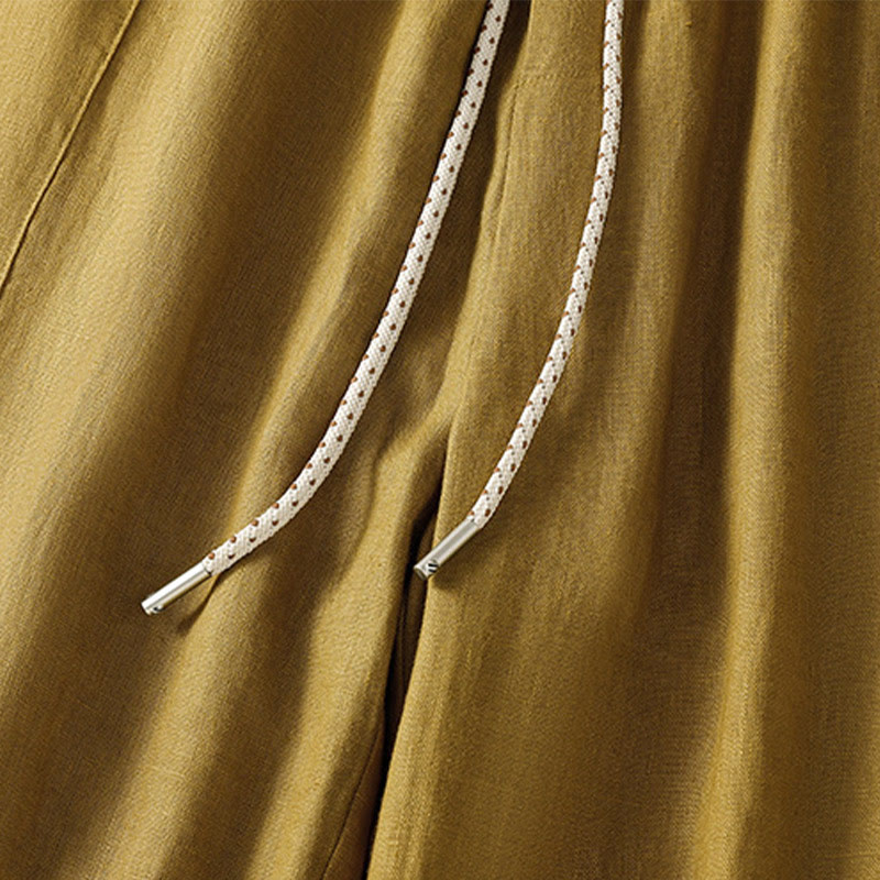 Pantalones anchos de algodón para mujer con cordón y cuentas bordadas con Buddha Stones y bolsillos - image 8