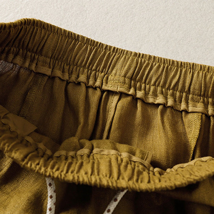 Pantalones anchos de algodón para mujer con cordón y cuentas bordadas con Buddha Stones y bolsillos - image 10