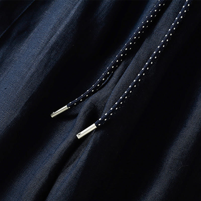 Pantalones anchos de algodón para mujer con cordón y cuentas bordadas con Buddha Stones y bolsillos - image 3