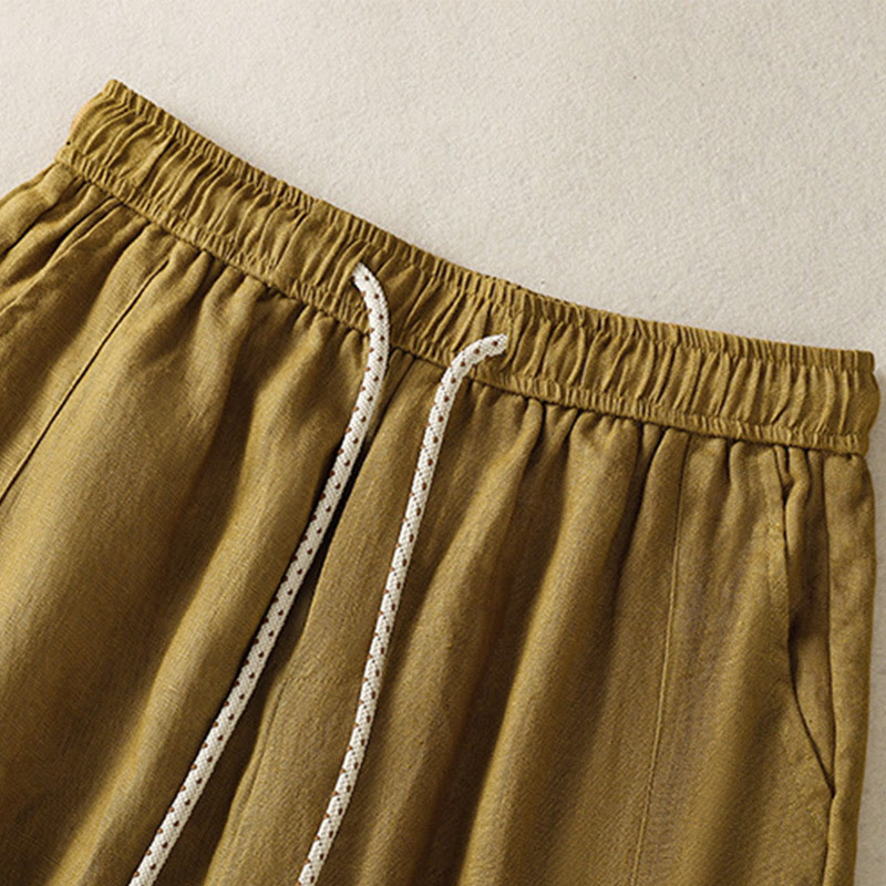 Pantalones anchos de algodón para mujer con cordón y cuentas bordadas con Buddha Stones y bolsillos - image 9