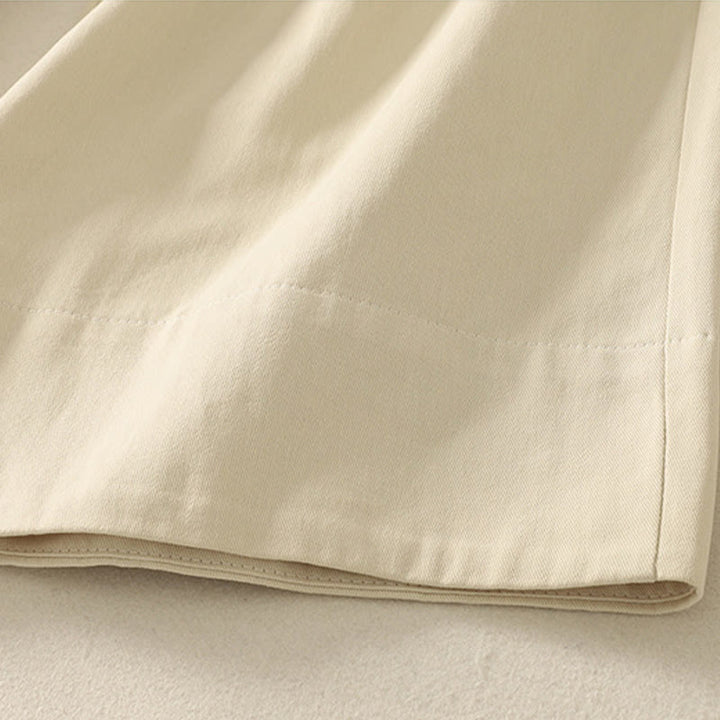 Pantalones de algodón de pierna ancha con bolsillos y cinturón de encaje de color liso para mujer de Buddha Stones Daily - image 5