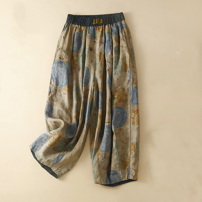 Pantalones harén para mujer con diseño retro informal de botones de rana chinos y bolsillos, con Buddha Stones - Azul acero - US8-10，UK/AU12-14，EU40-42 (2XL) - image 7