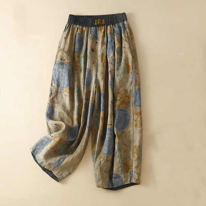 Pantalones harén para mujer con diseño retro informal de botones de rana chinos y bolsillos, con Buddha Stones - Azul acero - US8-10，UK/AU12-14，EU40-42 (2XL) - image 7