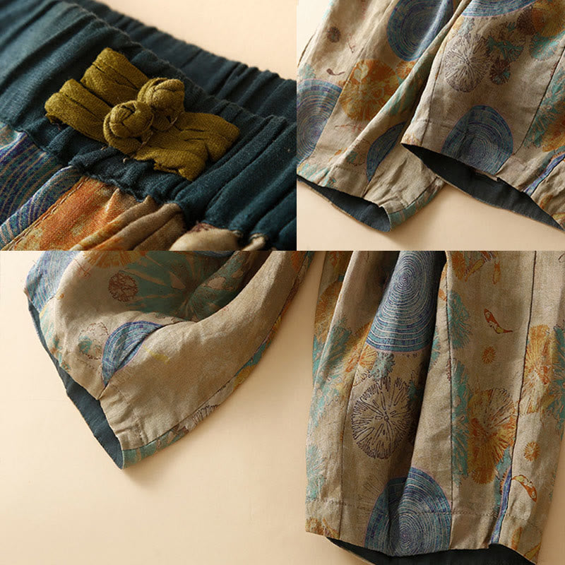 Pantalones harén para mujer con diseño retro informal de botones de rana chinos y bolsillos, con Buddha Stones - image 14