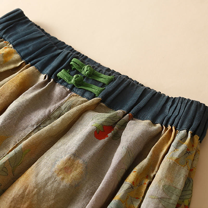 Pantalones harén para mujer con diseño retro informal de botones de rana chinos y bolsillos, con Buddha Stones - image 2