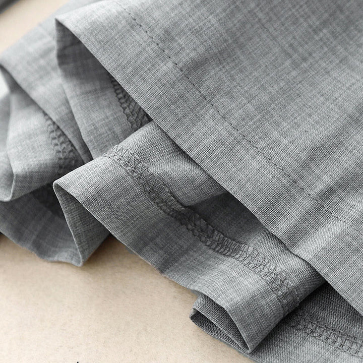 Pantalones anchos de lino y algodón para mujer Buddha Stones Plain LightSteelBlue con bolsillos - image 7