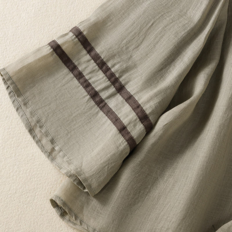 Camiseta de algodón para mujer con bordado floral retro de Buddha Stones, manga tres cuartos - image 13