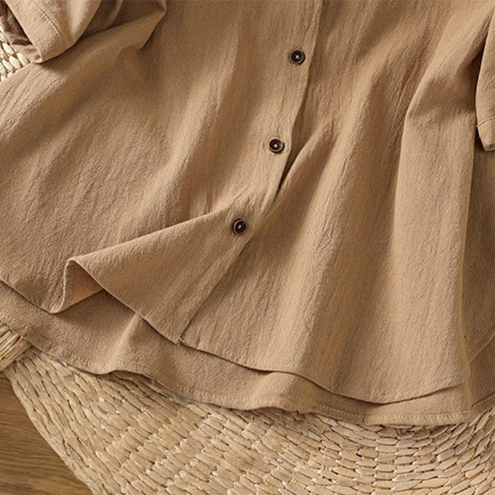 Camisa informal de lino y algodón para mujer, de manga corta, con botones y bolsillo , de Buddha Stones - image 33