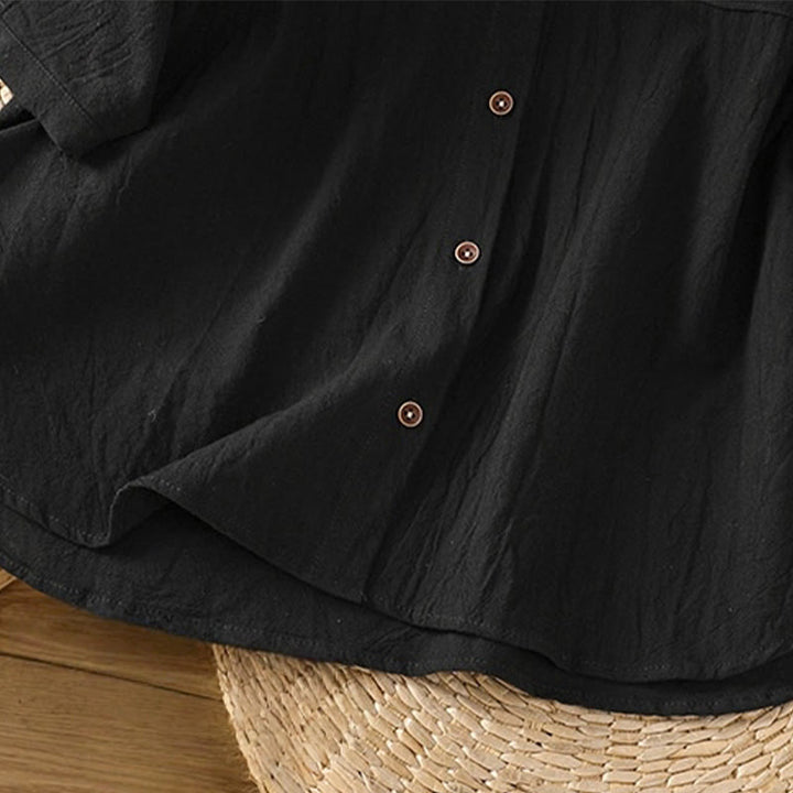 Camisa informal de lino y algodón para mujer, de manga corta, con botones y bolsillo , de Buddha Stones - image 14