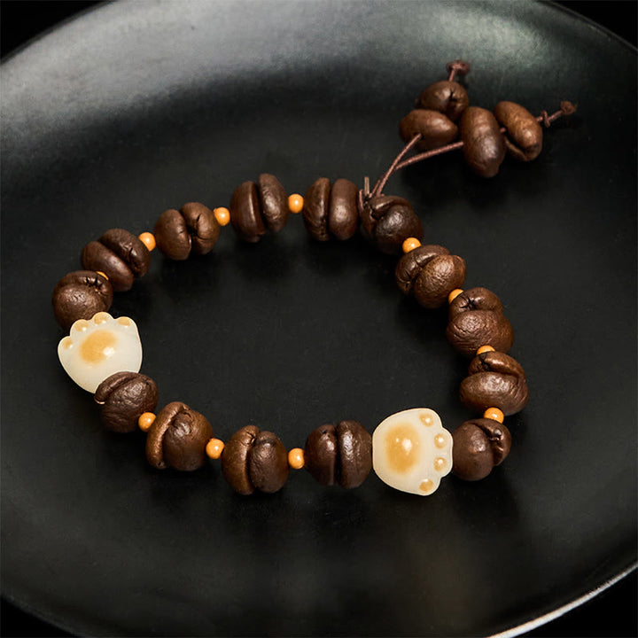 Pulsera de la paz con garra y semillas de bodhi, hecha a mano con granos de café naturales y Buddha Stones - image 17