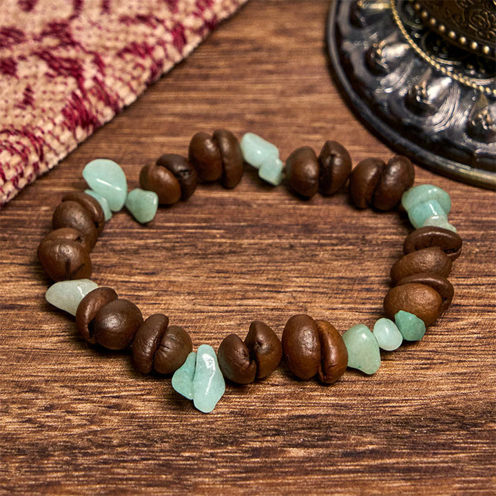 Pulsera de cristal irregular de amatista, citrino y amazonita hecha a mano con granos de café naturales de Buddha Stones - Granos de café de amazonita (circunferencia de muñeca: 14-17 cm) - image 11