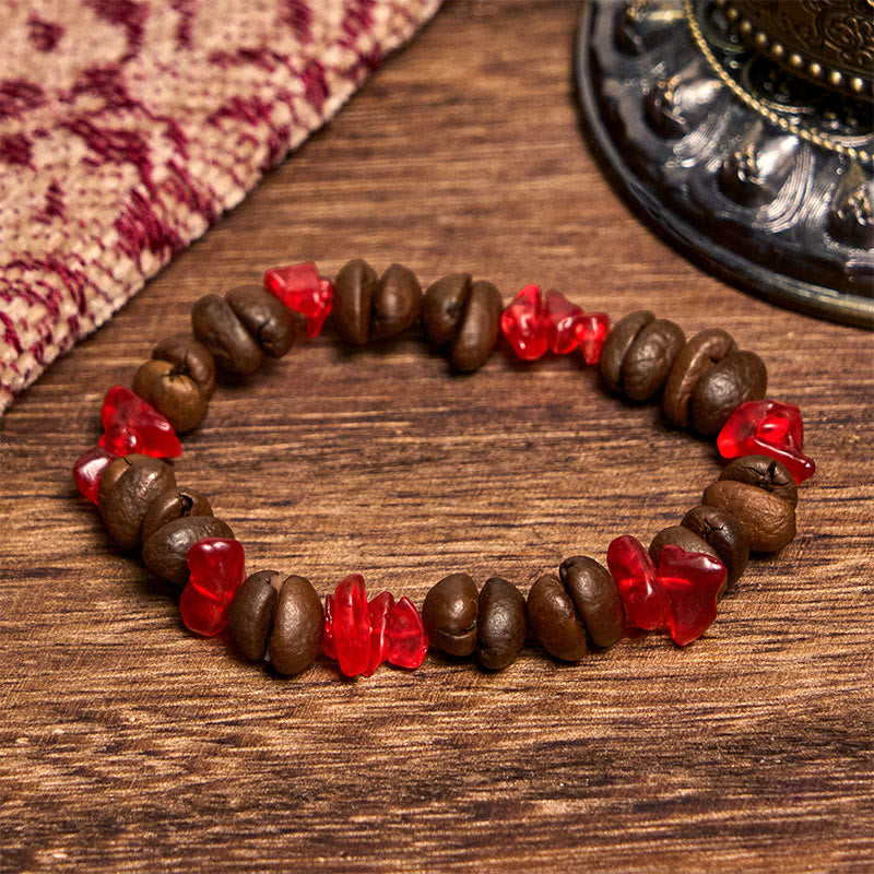 Pulsera de cristal irregular de amatista, citrino y amazonita hecha a mano con granos de café naturales de Buddha Stones - Granos de café de cristal rojo (circunferencia de muñeca: 14-17 cm) - image 41