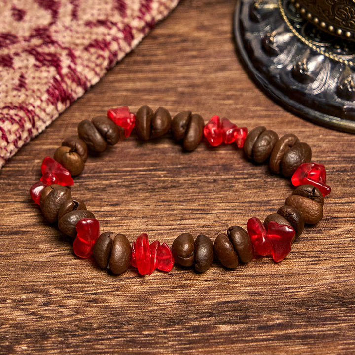Pulsera de cristal irregular de amatista, citrino y amazonita hecha a mano con granos de café naturales de Buddha Stones - Granos de café de cristal rojo (circunferencia de muñeca: 14-17 cm) - image 41