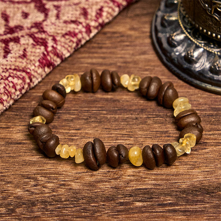Pulsera de cristal irregular de amatista, citrino y amazonita hecha a mano con granos de café naturales de Buddha Stones - Granos de café citrino (circunferencia de la muñeca: 14-17 cm) - image 6