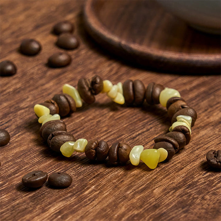 Pulsera de cristal irregular de amatista, citrino y amazonita hecha a mano con granos de café naturales de Buddha Stones - image 47