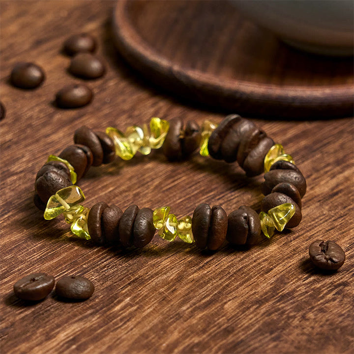 Pulsera de cristal irregular de amatista, citrino y amazonita hecha a mano con granos de café naturales de Buddha Stones - image 37