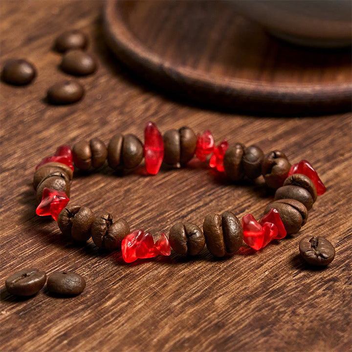 Pulsera de cristal irregular de amatista, citrino y amazonita hecha a mano con granos de café naturales de Buddha Stones - image 42