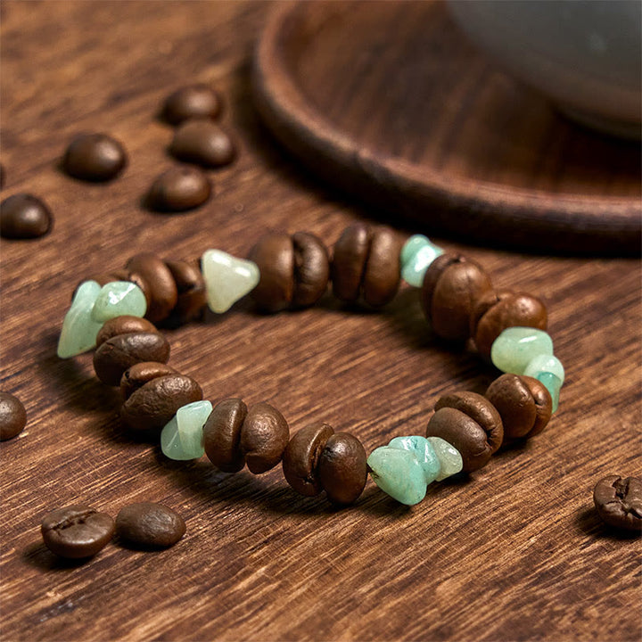 Pulsera de cristal irregular de amatista, citrino y amazonita hecha a mano con granos de café naturales de Buddha Stones - image 12