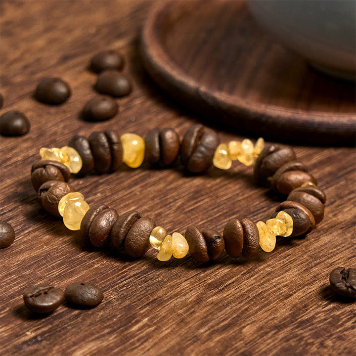 Pulsera de cristal irregular de amatista, citrino y amazonita hecha a mano con granos de café naturales de Buddha Stones - image 7