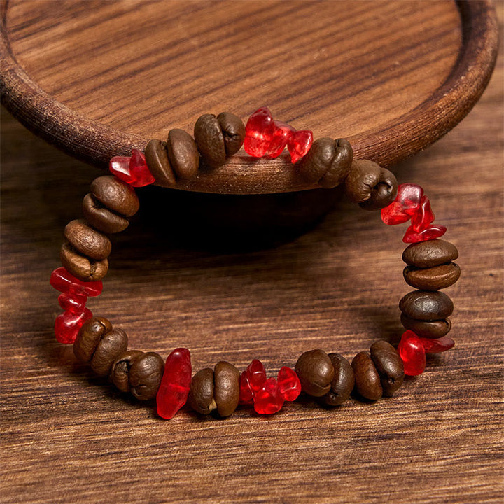 Pulsera de cristal irregular de amatista, citrino y amazonita hecha a mano con granos de café naturales de Buddha Stones - image 43