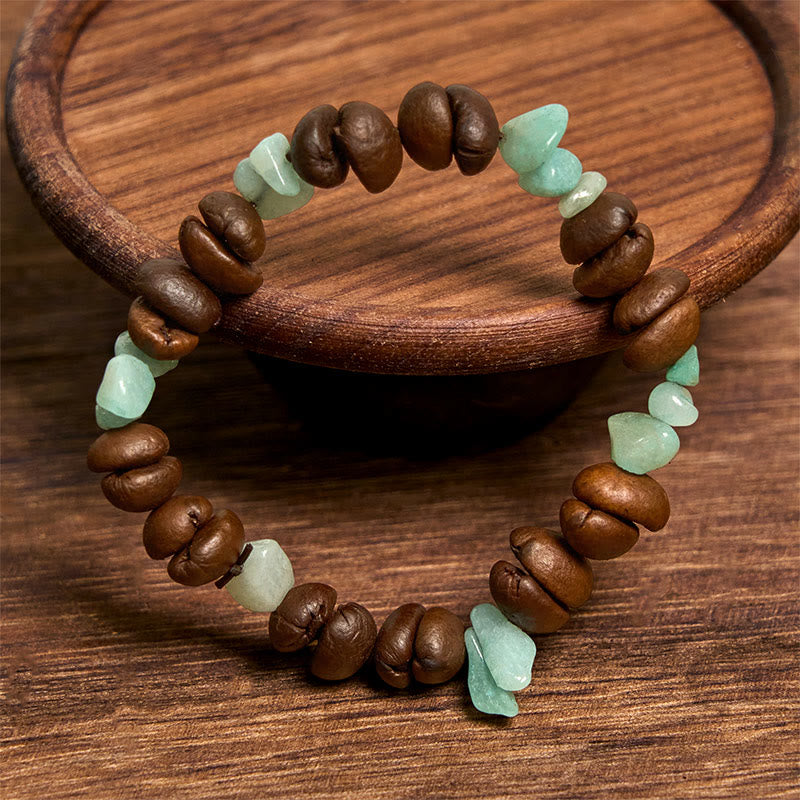Pulsera de cristal irregular de amatista, citrino y amazonita hecha a mano con granos de café naturales de Buddha Stones - image 13