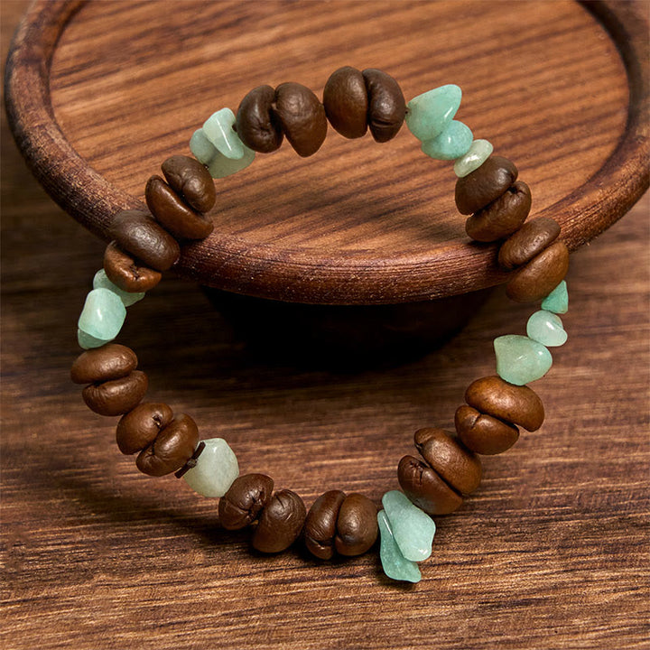Pulsera de cristal irregular de amatista, citrino y amazonita hecha a mano con granos de café naturales de Buddha Stones - image 13