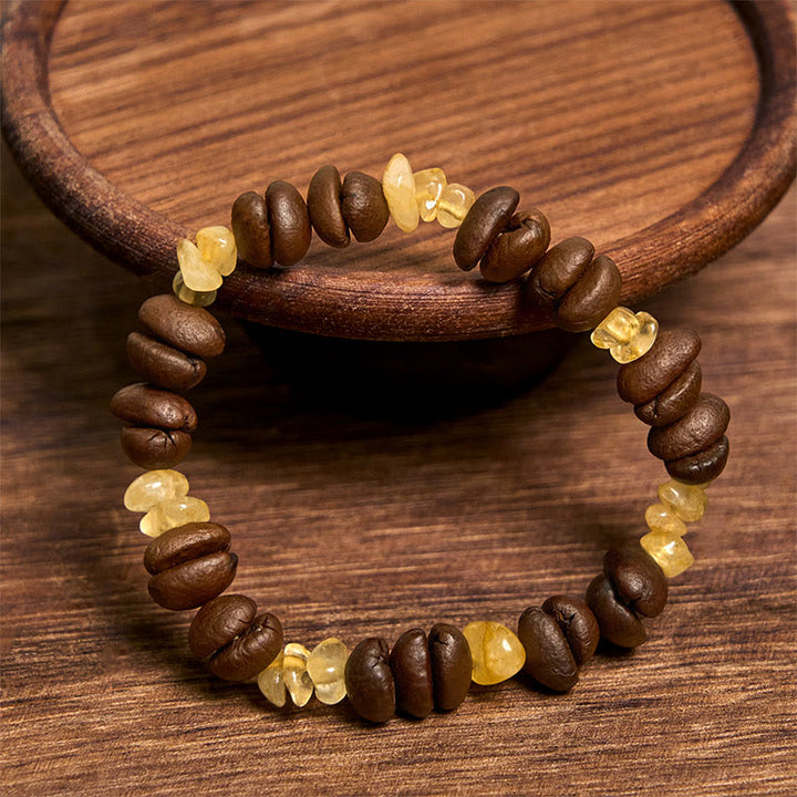 Pulsera de cristal irregular de amatista, citrino y amazonita hecha a mano con granos de café naturales de Buddha Stones - image 8