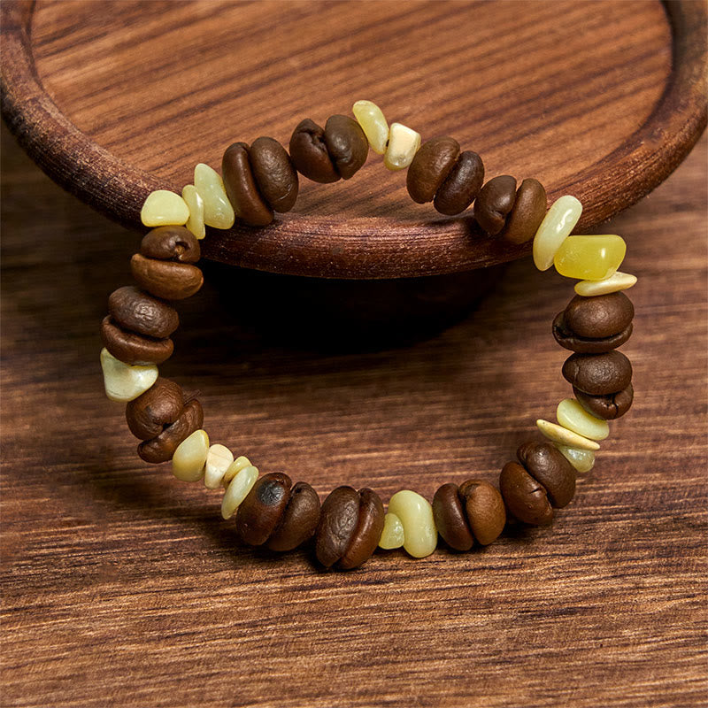 Pulsera de cristal irregular de amatista, citrino y amazonita hecha a mano con granos de café naturales de Buddha Stones - image 48