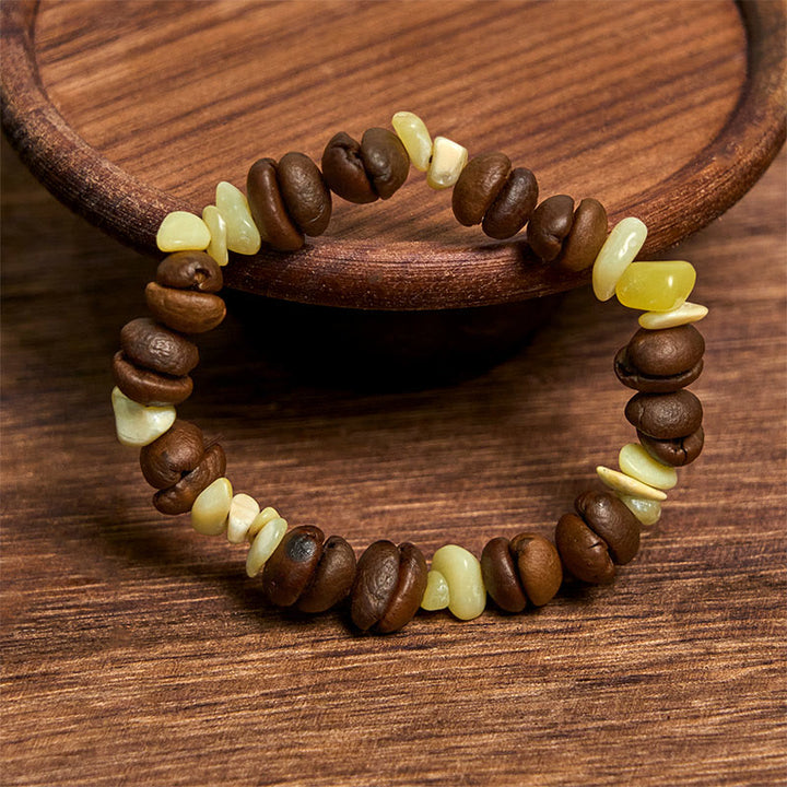 Pulsera de cristal irregular de amatista, citrino y amazonita hecha a mano con granos de café naturales de Buddha Stones - image 48