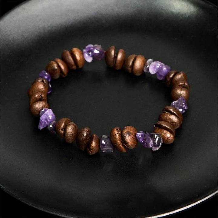 Pulsera de cristal irregular de amatista, citrino y amazonita hecha a mano con granos de café naturales de Buddha Stones - image 4