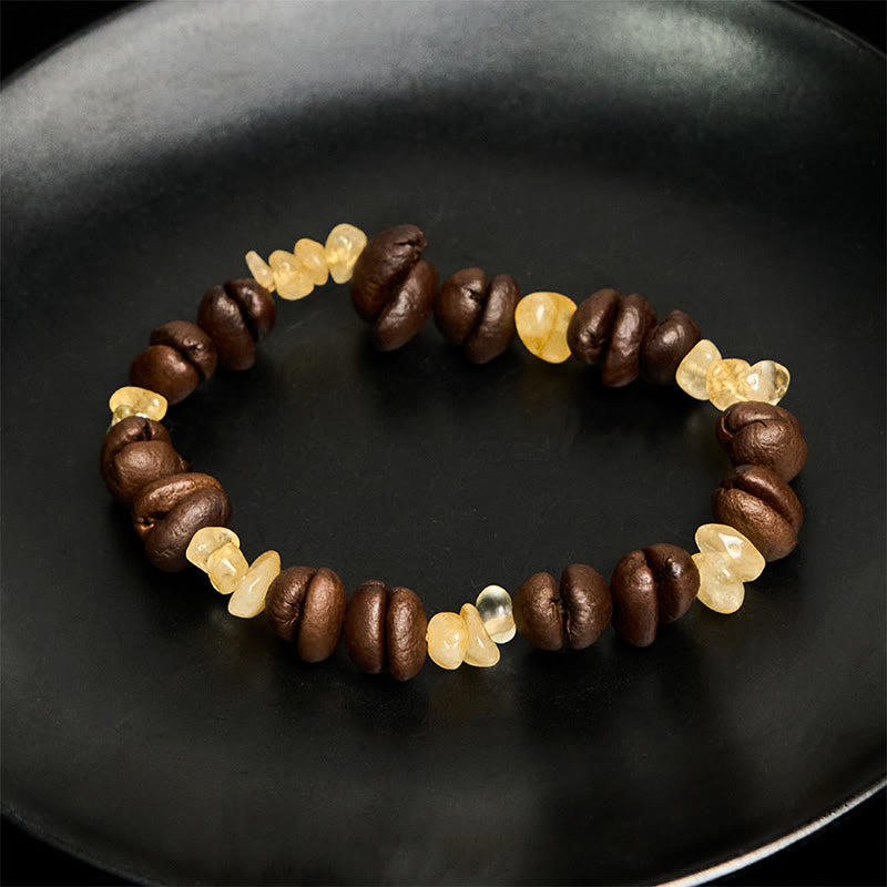 Pulsera de cristal irregular de amatista, citrino y amazonita hecha a mano con granos de café naturales de Buddha Stones - image 9