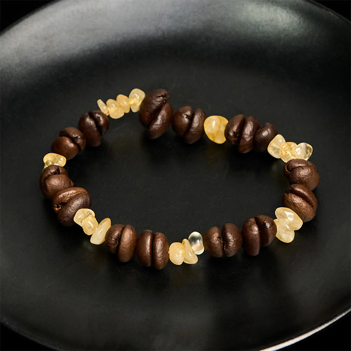 Pulsera de cristal irregular de amatista, citrino y amazonita hecha a mano con granos de café naturales de Buddha Stones - image 9