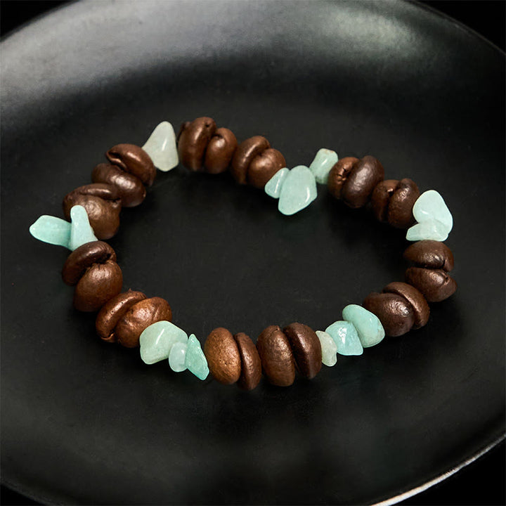 Pulsera de cristal irregular de amatista, citrino y amazonita hecha a mano con granos de café naturales de Buddha Stones - image 14