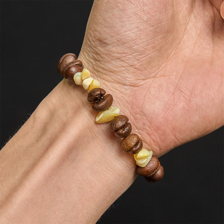 Pulsera de cristal irregular de amatista, citrino y amazonita hecha a mano con granos de café naturales de Buddha Stones - image 50