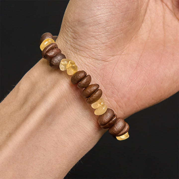 Pulsera de cristal irregular de amatista, citrino y amazonita hecha a mano con granos de café naturales de Buddha Stones - image 10