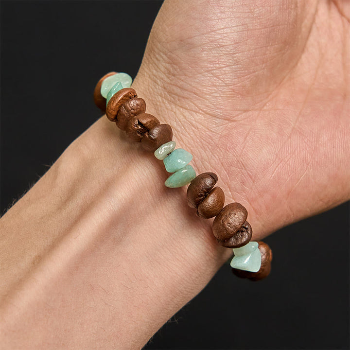 Pulsera de cristal irregular de amatista, citrino y amazonita hecha a mano con granos de café naturales de Buddha Stones - image 15