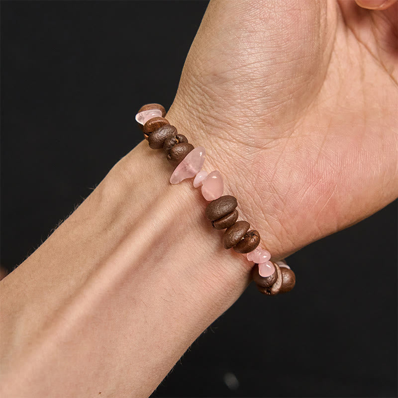 Pulsera de cristal irregular de amatista, citrino y amazonita hecha a mano con granos de café naturales de Buddha Stones - image 35