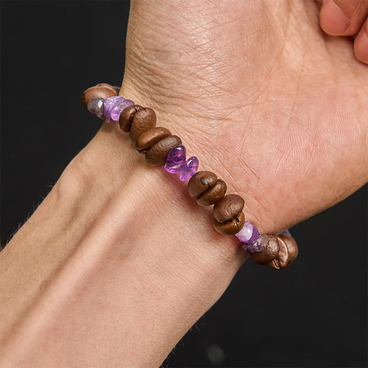 Pulsera de cristal irregular de amatista, citrino y amazonita hecha a mano con granos de café naturales de Buddha Stones - image 5