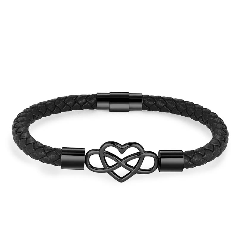 Pulsera de cuero geométrico con Buddha Stones y hebilla reforzada de acero y titanio - Capa única negra (circunferencia de muñeca 19 cm) - image 8